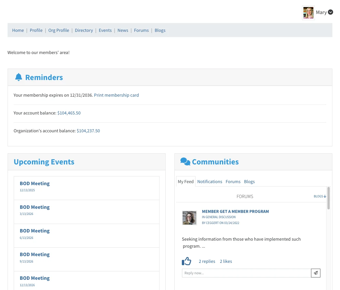Member portal module