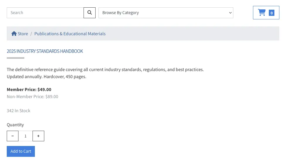 Product listing showing member and non-member pricing