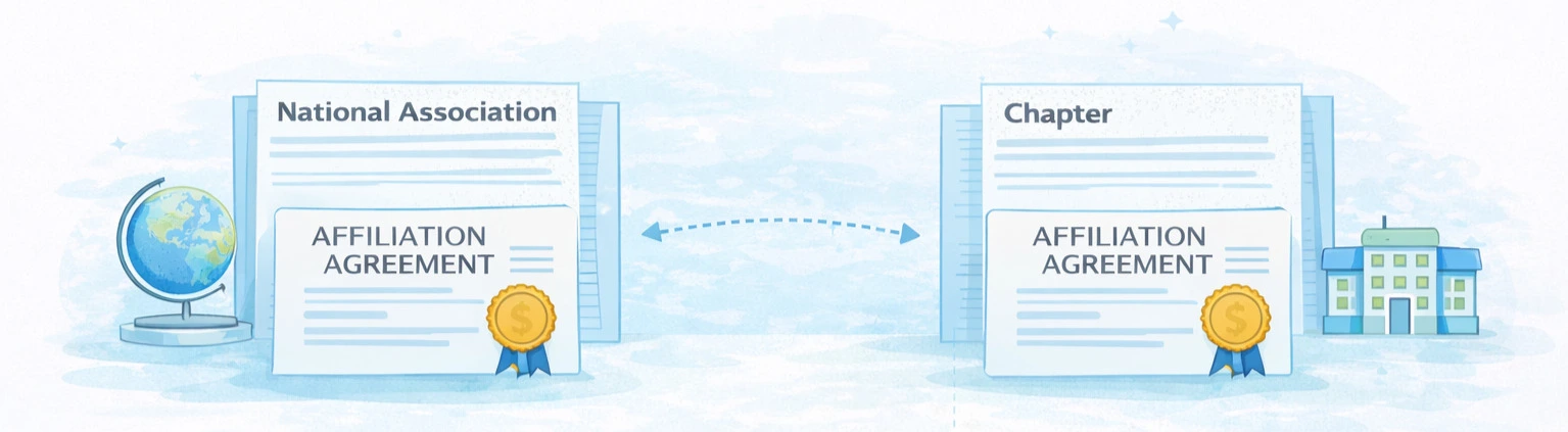 Association chapter affiliation agreement between national organization and local chapters