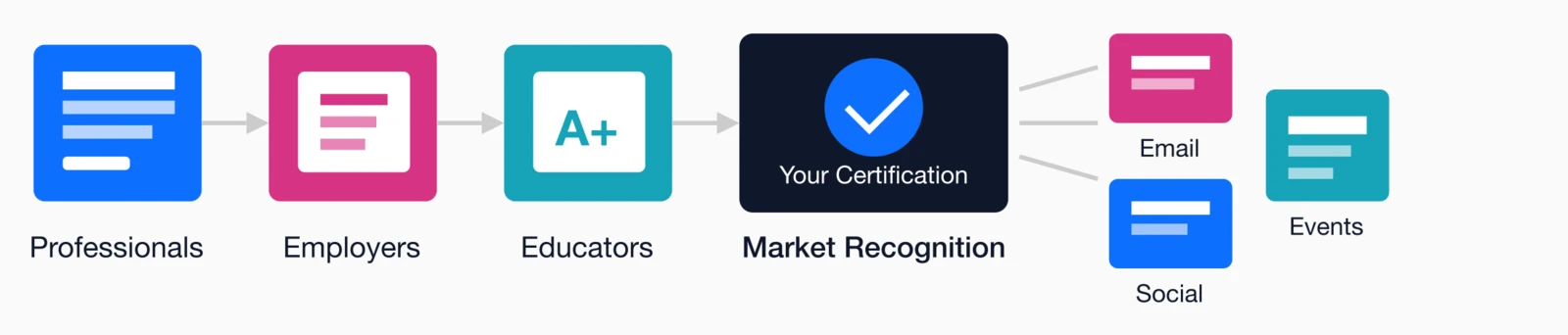 Certification marketing audiences: Professionals, Employers.