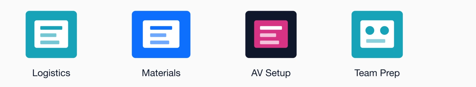 Final Prep Phase: Logistics, Materials, AV Setup, Team Prep.