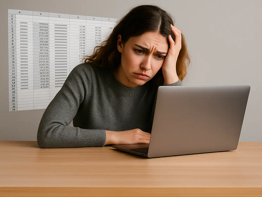 Staff member frustrated with spreadsheet analysis