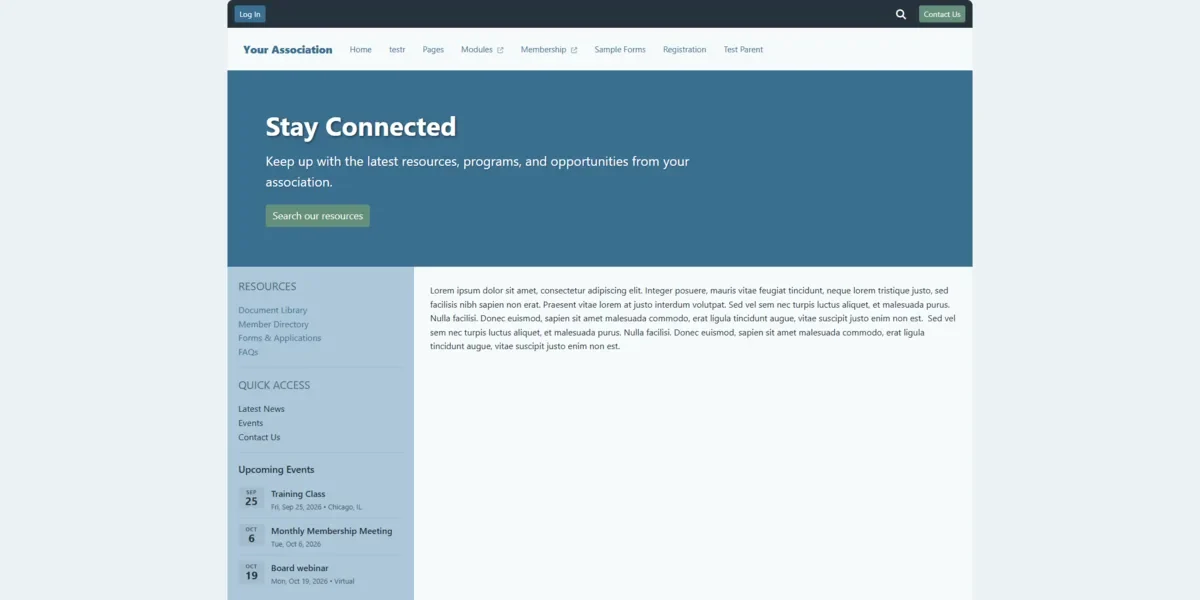 The Harbor Stock Theme home page in i4a's Theme Manager.